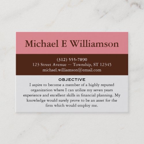 Brown Stripe Pink RESUME Business Cards