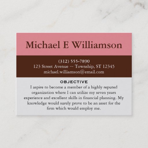 Customizable Brown Stripe Pink RESUME Business Cards