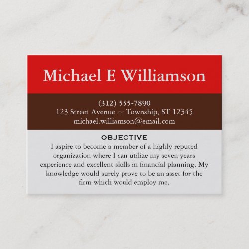 Brown Stripe Red RESUME Business Cards