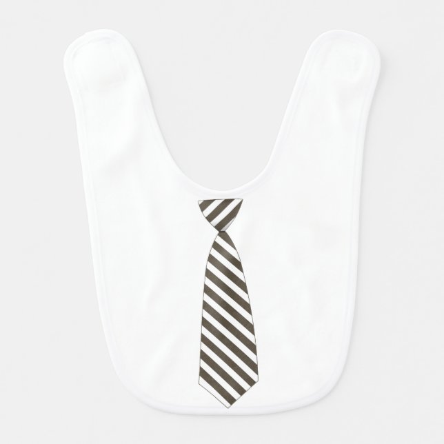 Brown Stripe Tie Baby Bib (Front)