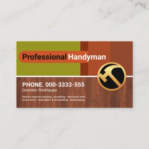 Brown Stripe Wood Panels Carpentry Handyman Business Card