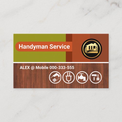 Brown Stripe Wood Panels Handyman Business Card