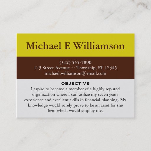 Customizable Brown Stripe Yellow RESUME Business Cards