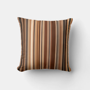 Brown Striped Pattern Throw Pillow