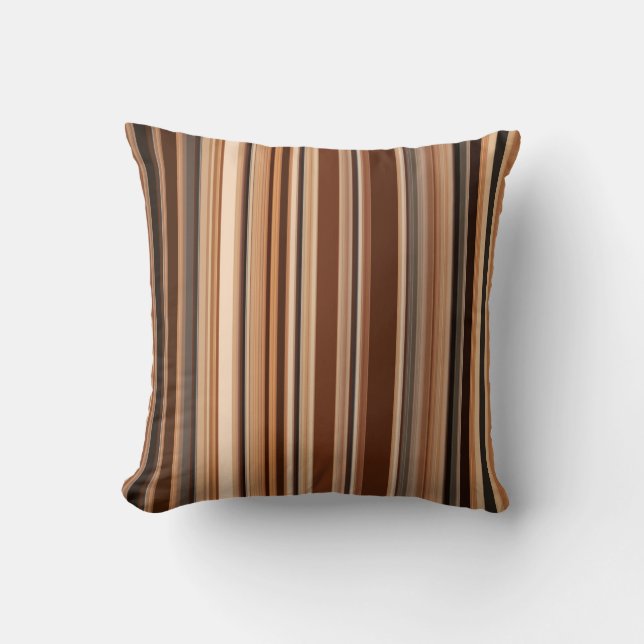 Brown Striped Pattern Throw Pillow (Front)
