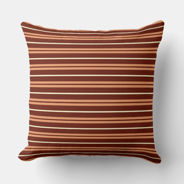 Brown Striped Pattern Throw Pillow (Front)