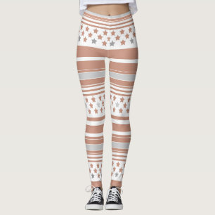 Brown striped pattern with stars leggings