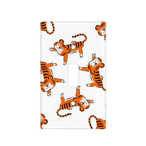 Brown striped tigers on white light switch cover