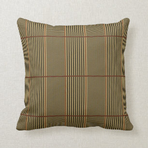 Brown Striped Tweed Throw Pillow