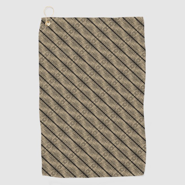 Brown stripes and dividers black or chess inclined golf towel (Front)
