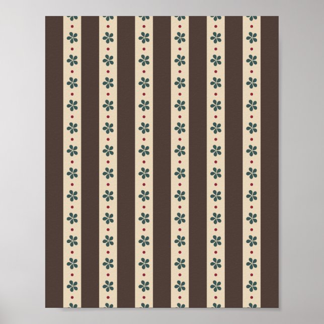 Brown Stripes And Flowers Poster (Front)