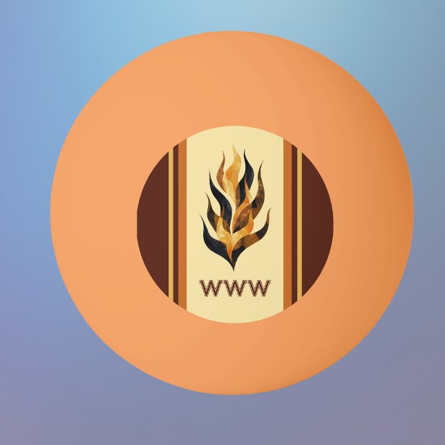 Brown Stripes and Orange Dragon Flames Monogram Ping Pong Ball (Creator Uploaded)