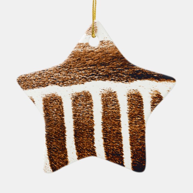 Brown Stripes_ Ceramic Ornament (Front)