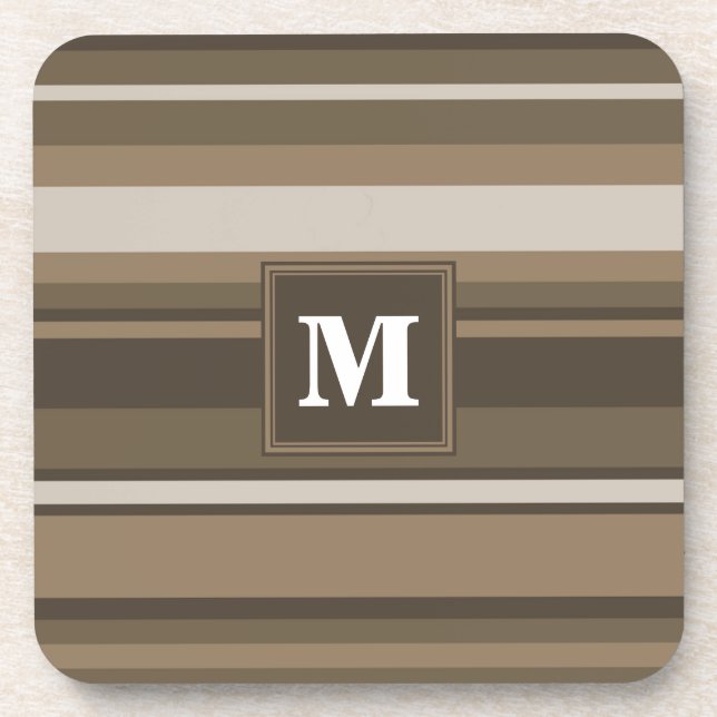 Brown stripes drink coaster (Front)