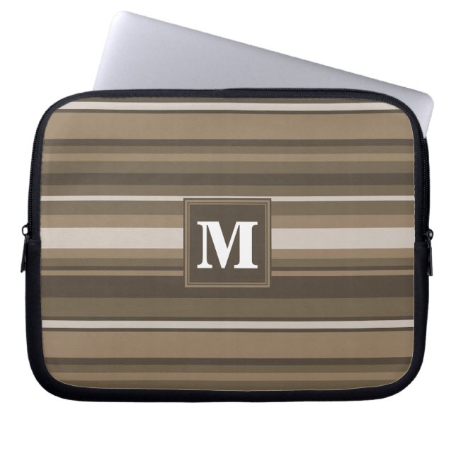Brown stripes laptop sleeve (Front)