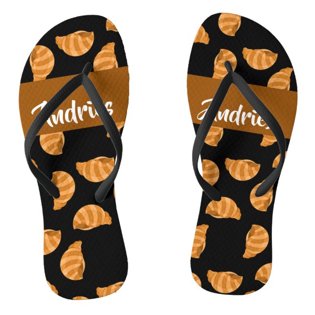 Brown stripes sea shells pattern flip flops (Footbed)