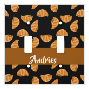 Brown stripes sea shells pattern light switch cover