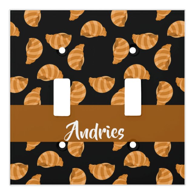 Brown stripes sea shells pattern light switch cover (Front)