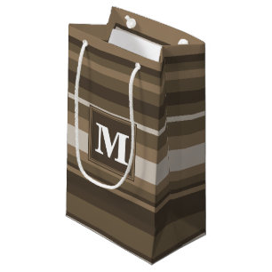 Brown stripes small gift bag