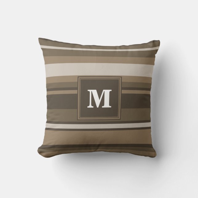 Brown stripes throw pillow (Front)