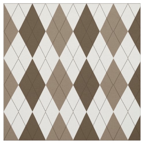 Brown  Suede  White Diamond Argyle Pattern Fabric