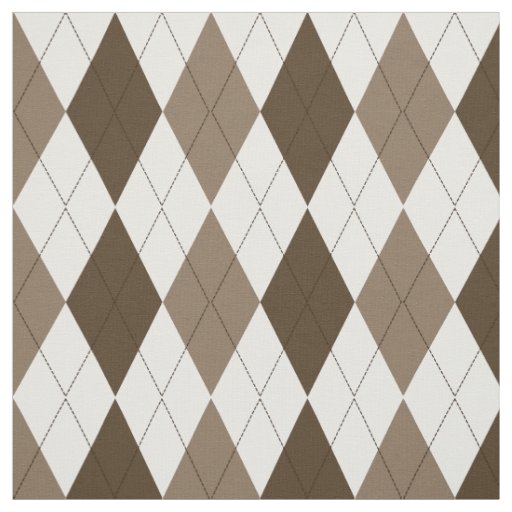 Brown | Suede | White Diamond Argyle Pattern Fabric