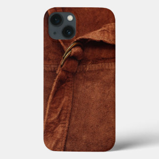 Brown Suede With Strap And Buckle iPhone 13 Case