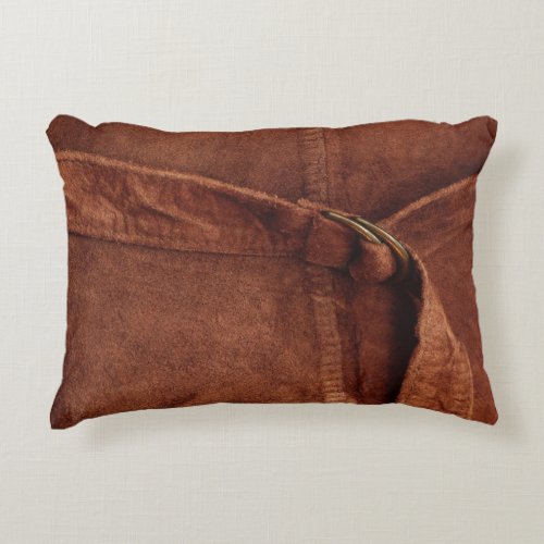 Brown Suede With Strap And Buckle Decorative Pillow
