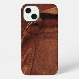 Brown Suede With Strap And Buckle iPhone 13 Case