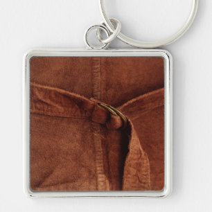 Brown Suede With Strap And Buckle Keychain