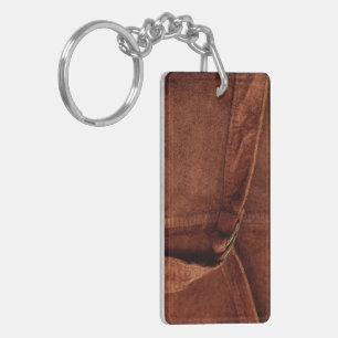 Brown Suede With Strap And Buckle Keychain