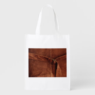 Brown Suede With Strap And Buckle Reusable Grocery Bag
