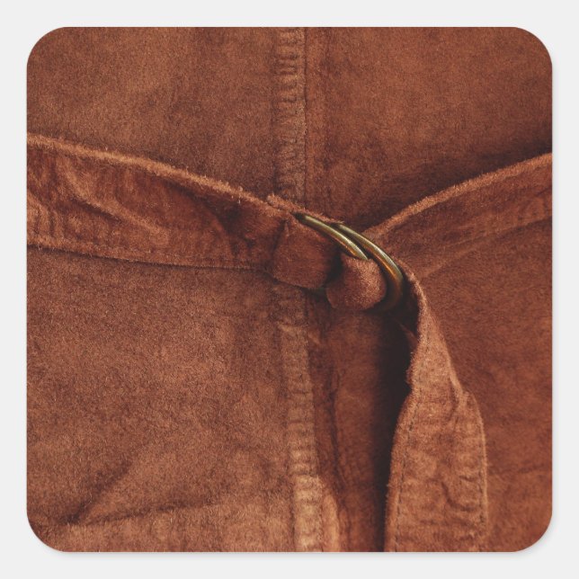 Brown Suede With Strap And Buckle Square Sticker (Front)