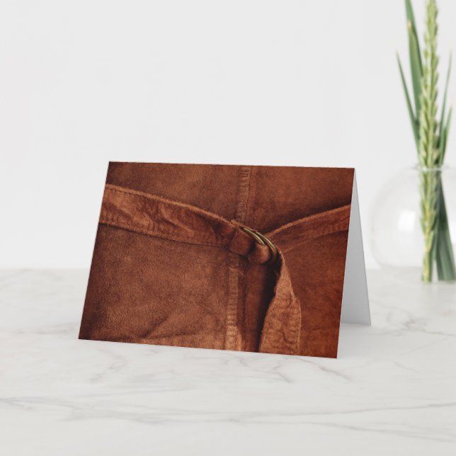 Brown Suede With Strap And Buckle Thank You Card (Front)