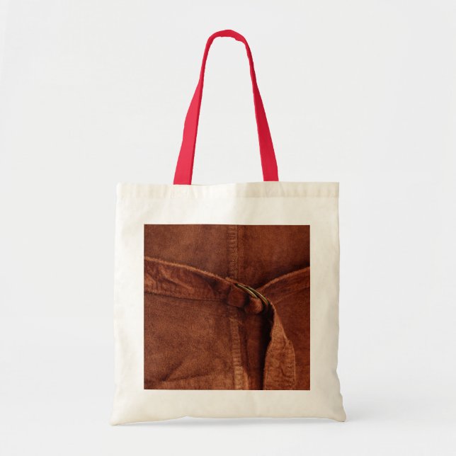 Brown Suede With Strap And Buckle Tote Bag (Front)