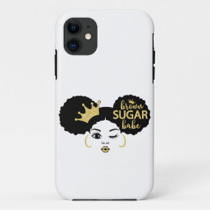 Brown Sugar Babe in Black and Gold iPhone 11 Case