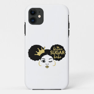 Brown Sugar Babe in Black and Gold iPhone 11 Case
