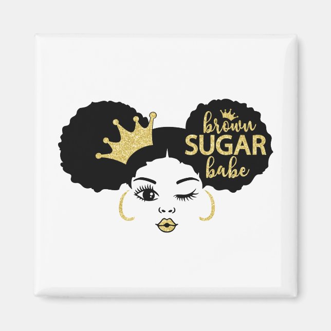 Brown Sugar Babe in Black and Gold Magnet (Front)