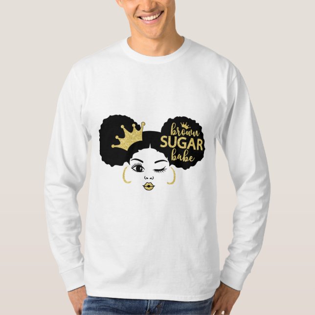 Brown Sugar Babe in Black and Gold T-Shirt (Front)