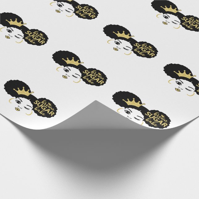 Brown Sugar Babe in Black and Gold Wrapping Paper (Corner)