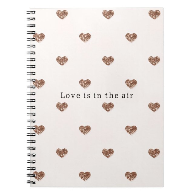 Brown Sugar Blush Pink Glitter Hearts  Notebook (Front)