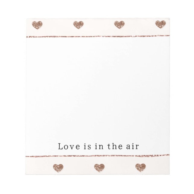 Brown Sugar Blush Pink Glitter Hearts  Notepad (Front)