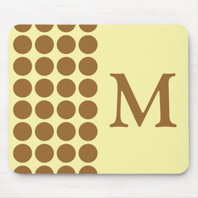 Brown Sugar Cream Neutral Dots with monogram Mouse Pad (Front)