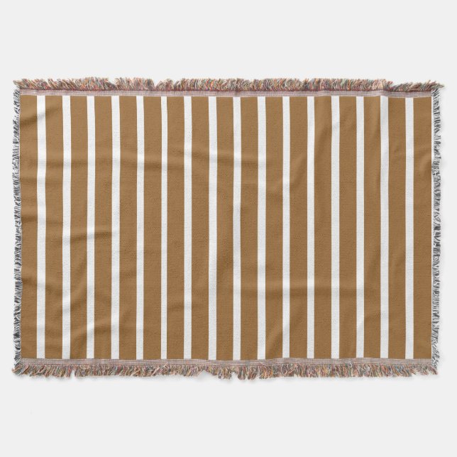 Brown Sugar Neutral Stripes Throw Blanket (Front)