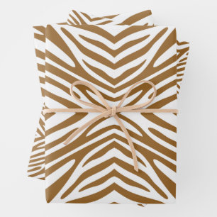 Brown Sugar Neutral Zebra Wrapping Paper Sheets