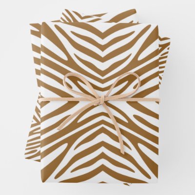 Brown Sugar Neutral Zebra Wrapping Paper Sheets