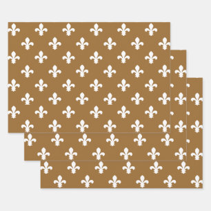 Brown Sugar Southern Cottage Fleur de Lys Wrapping Paper Sheets