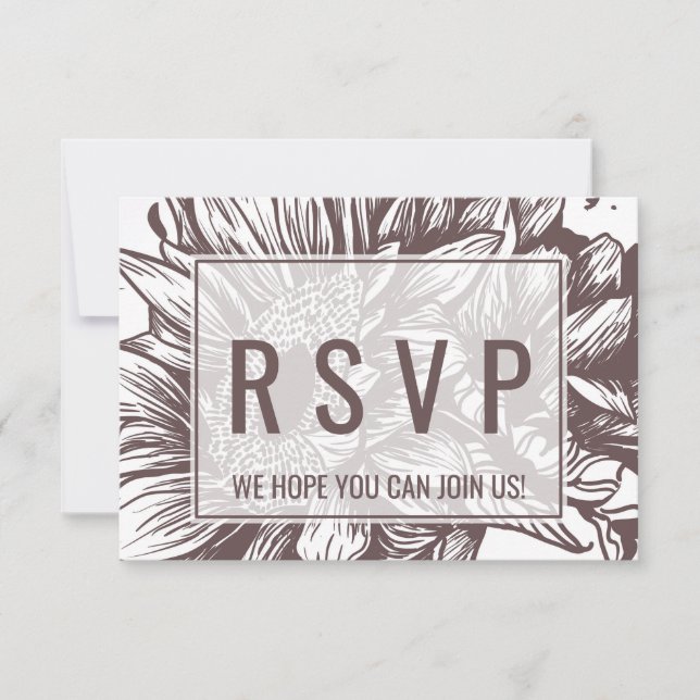 Brown Sunflower Song Request RSVP Invitation (Front)