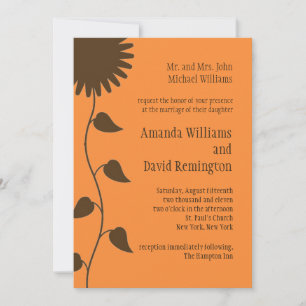 Brown Sunflower Wedding Invitation