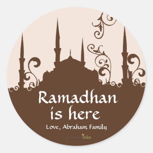 Brown Swirl Mosque Stickers